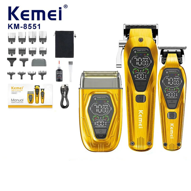 3 in 1 Kemei Professional Barber Hair Clipper Combo Rechargeable