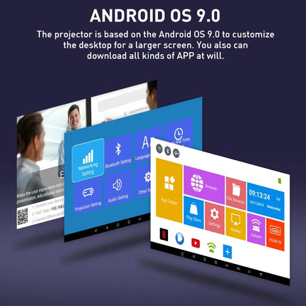 P09-II Portable DLP Mini Pocket Projector Android 9.0 2GB RAM 32GB ROM WIFI5 BT4.2 4K HD Beamer Home Cinema LED Video Projector