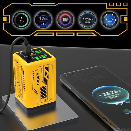 Chargeur USB-C 240W 6 Ports Charge Rapide EU/US/UK