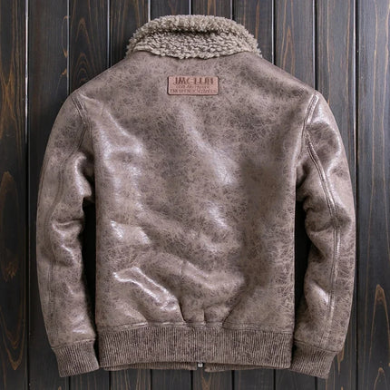 DIBELLAY Men’s Sheep Fleece Fur Jacket
