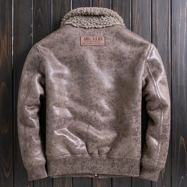 DIBELLAY Men’s Sheep Fleece Fur Jacket