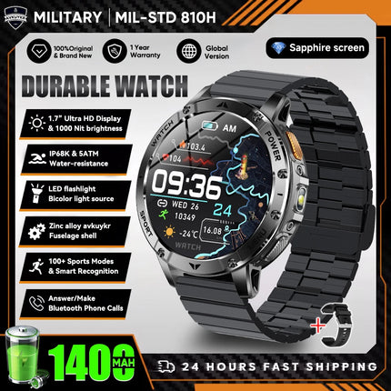 Military Sports Smart Watch with Flashlight