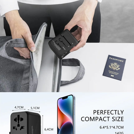LENCENT Universal Travel Adapter with USB-C PD Fast Charging