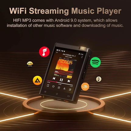 DIBELLAY Oilsky Hi-Fi MP3 Player – Bluetooth/WiFi, Lossless DSD Audio, 64GB (Expandable to 1TB)