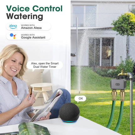 Zigbee/Bluetooth Smart Water Timer Dual Hose Irrigation Controller IPX5