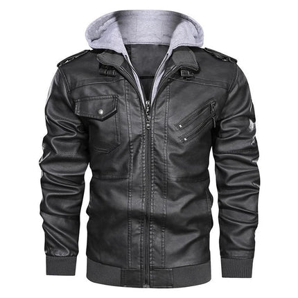 Men’s Hooded Faux Leather Vest