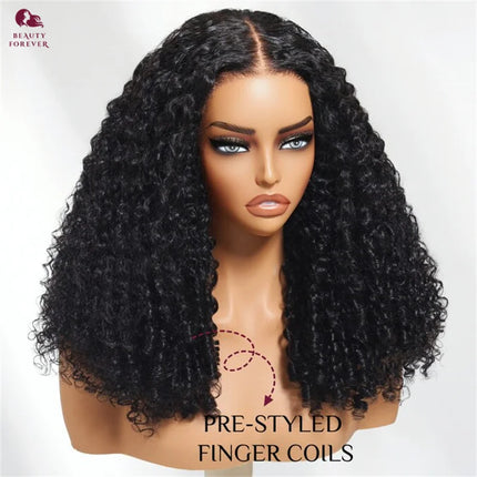 Glueless Finger Coil Wig – Ready to Wear, Human Hair