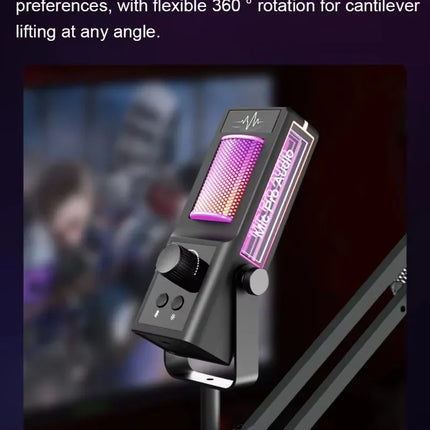 RGB Gaming Condenser Microphone with Noise Cancellation