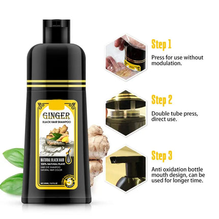 500ml Herbal Hair Dye Black Hair Shampoo Black Hair Color Shampoo Black Hair Dye Covering White Hair Shampoo ginger Shampoo