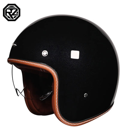 ORZ Retro 3/4 Motorcycle Helmet with Sun Visor, DOT Approved