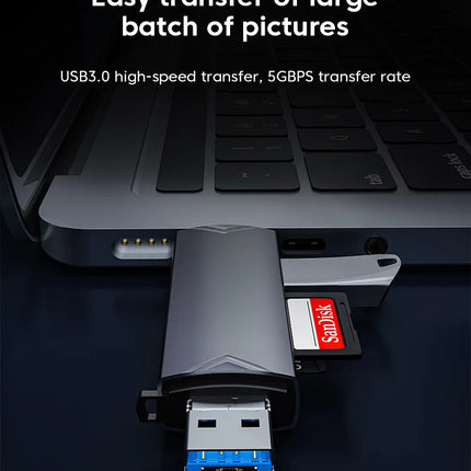 6-in-1 USB 3.0 Card Reader – Type-C & Micro USB OTG