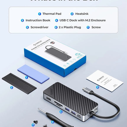 Boîtier SSD ORICO M.2 & Station d’accueil USB-C – 10Gbps, HDMI 4K, PD100W