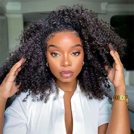 Kinky Curly Flip Over Wig – Human Hair, Glueless 3-in-1