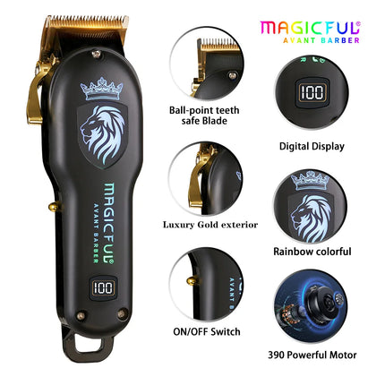 MAGICFUL New Professional Hair Clipper Rechargeable Electric Trimmer For Men