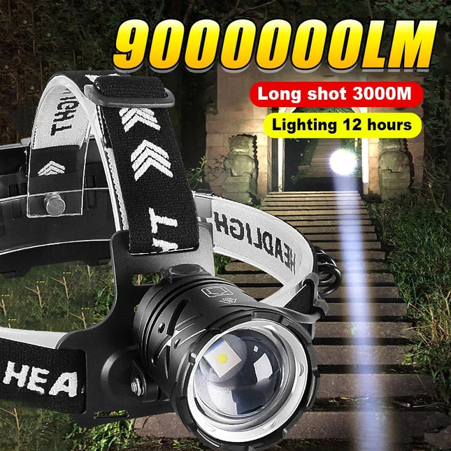 8000LM Rechargeable LED Headlamp Type-C for Fishing & Outdoor