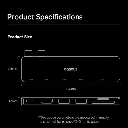 DIBELLAY Dual USB-C Hub 4K HDMI, 40Gbps, USB 3.0, SD/TF for MacBook Pro/Air