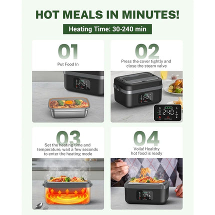 A52Q Cordless Self-Heating Lunch Box – 16,000mAh, Perfect for Office, Car & Travel