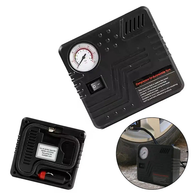 12V Car Tire Inflator Air Pump with Pressure Gauge for SUV & Truck