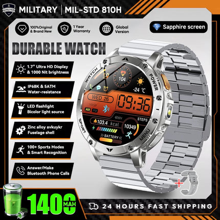 Military Sports Smart Watch with Flashlight