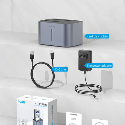 GODO USB 3.0 Dual Bay HDD Docking Station for SATA SSD & HDD