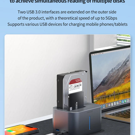GODO USB 3.0 Dual Bay HDD Docking Station for SATA SSD & HDD