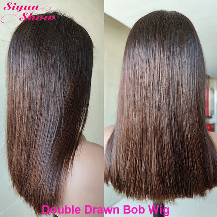 Ombre Brown Bone Straight Bob Wig – 100% Human Hair