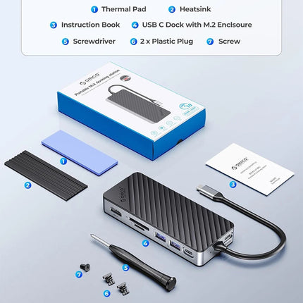 Boîtier SSD ORICO M.2 & Station d’accueil USB-C – 10Gbps, HDMI 4K, PD100W