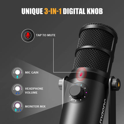 DIBELLAY Maono PD400X USB/XLR Microphone – All-Metal, Mute & Headphone, Podcast/Streaming
