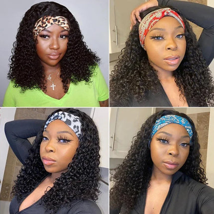 Wigs Brazilian Headband Wig bouclée – 20 pouces, densité 180 %, cheveux Remy