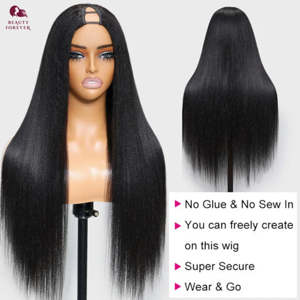 Beauty Forever EasiContour™  V Part Wig Yaki Straight 100% Virgin Human Hair Yaki Straight Human Hair Wig