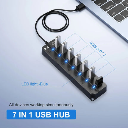 USB 3.0 Hub 7 Ports 5Gbps with Power Switch