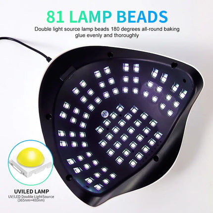 Lampe UV ongles 81 LEDs – Séchage rapide avec capteur & 4 minuteries