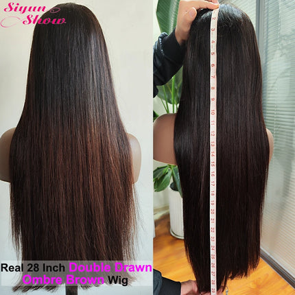 Ombre Brown Bone Straight Bob Wig – 100% Human Hair