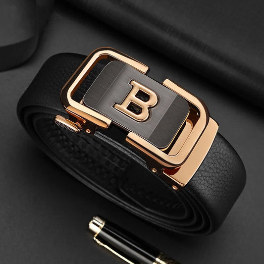 New High Quality Fashion Black B Letter Belt Men's