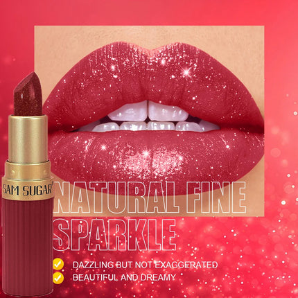 Pearlescent Pink Glitter Velvet Lipstick – Waterproof & Long Lasting