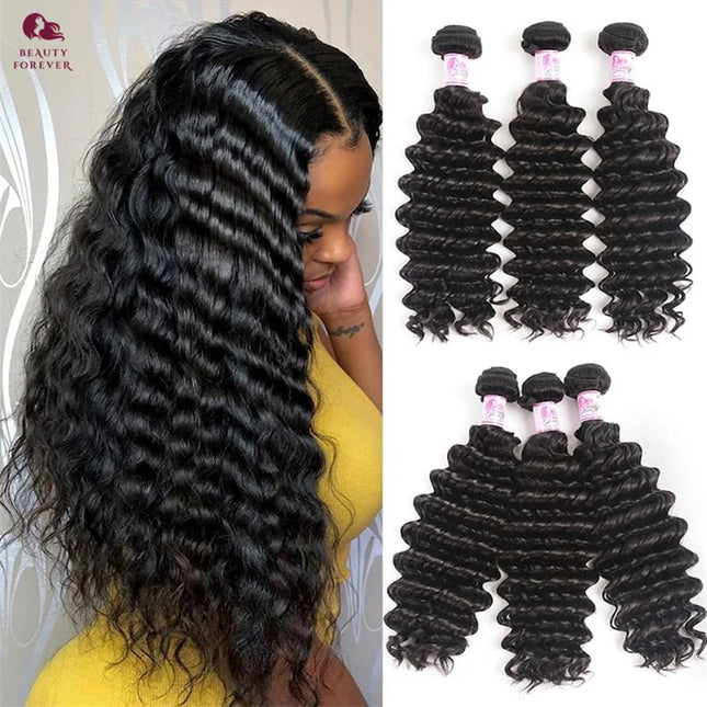 Brazilian Deep Curly Human Hair – 3 Bundles, Unprocessed 12A
