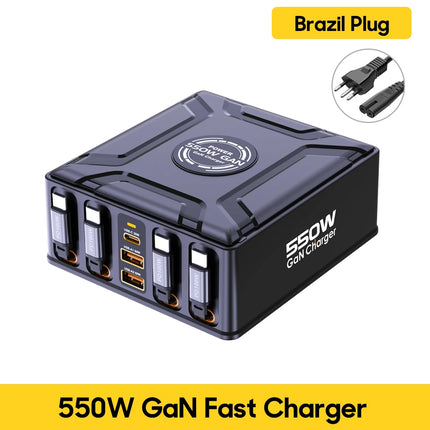550W 7-in-1 GaN Charging Station with Retractable USB-C Cable
