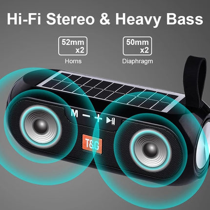 Solar FM Radio Bluetooth Speaker – Portable HiFi Bass