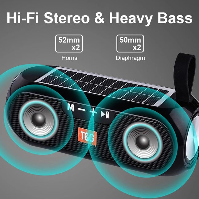 Solar FM Radio Bluetooth Speaker – Portable HiFi Bass