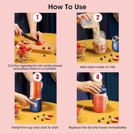 Mini Portable Juicer – USB Rechargeable Fruit Blender
