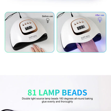 Lampe UV ongles 81 LEDs – Séchage rapide avec capteur & 4 minuteries