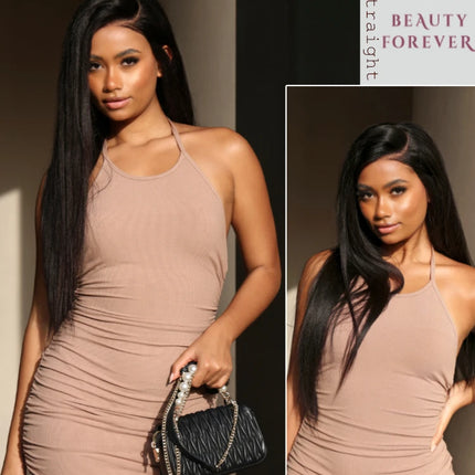 Beauty Forever EasiContour™  V Part Wig Yaki Straight 100% Virgin Human Hair Yaki Straight Human Hair Wig