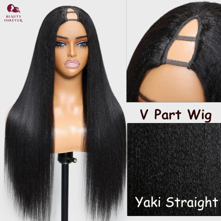 Beauty Forever EasiContour™  V Part Wig Yaki Straight 100% Virgin Human Hair Yaki Straight Human Hair Wig