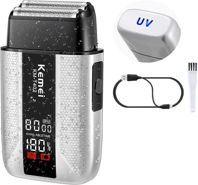 Kemei T402 – Rasoir électrique professionnel étanche, 3 vitesses