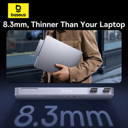 DIBELLAY Dual USB-C Hub 4K HDMI, 40Gbps, USB 3.0, SD/TF for MacBook Pro/Air