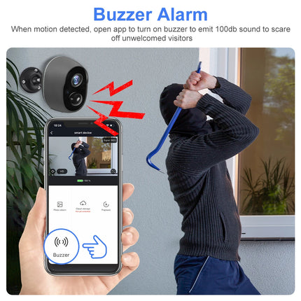 Tuya 9000mAh Rechargeable Battery Solar WiFi Security Camera with Siren Alarm