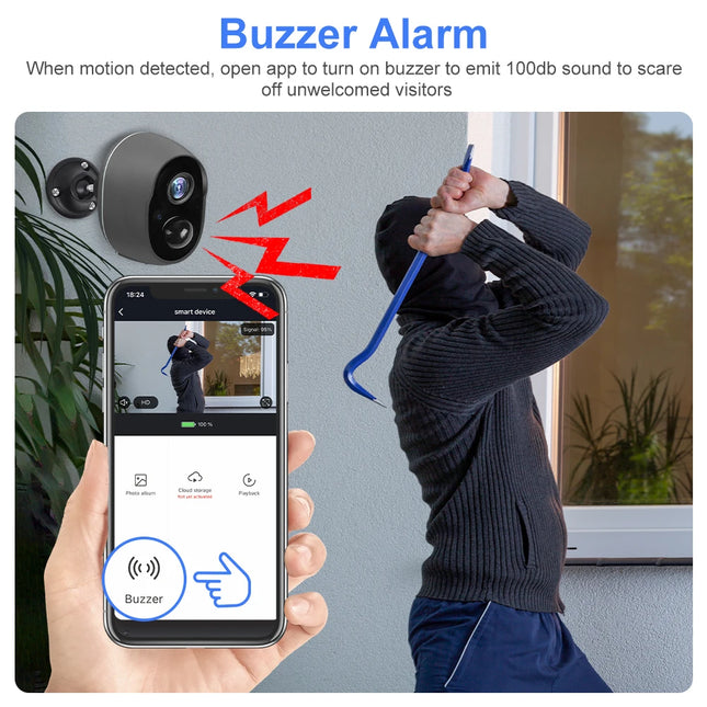 Tuya 9000mAh Rechargeable Battery Solar WiFi Security Camera with Siren Alarm