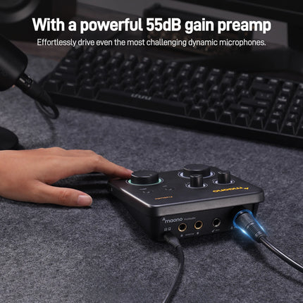 DIBELLAY MAONO PS22 Lite USB Audio Interface – XLR Input, 24-bit/192kHz, Loopback & ASIO for Music/Guitar/DAW