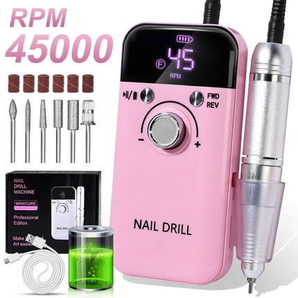 45,000 RPM Rechargeable Electric Nail Drill – Professional Portable Manicure Tool