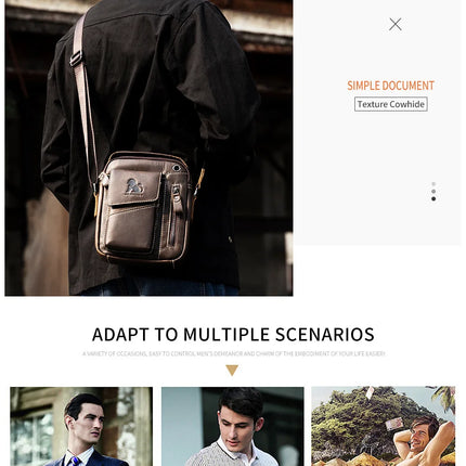 Men's Small Cowhide Single-shoulder Bag genuine leather fashion